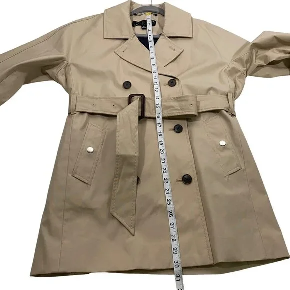 J.Crew Womens Double-Breasted Belted short Trench Coat XS Beige Cotton Outerwear - Picture 10 of 11